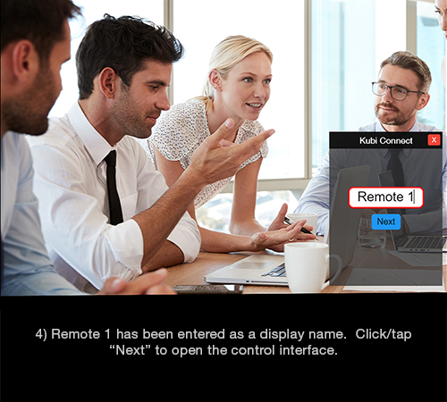 Kubi Connect Widget for Windows screen 4: Example of display name Remote 1 entered