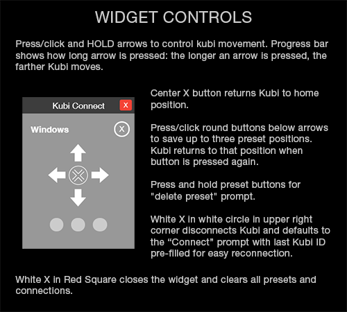 Kubi Connect Widget for Windows screen 9: Kubi Connect Widget Controls